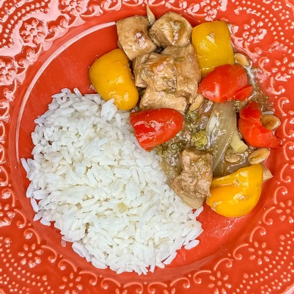 Frango Xadrez + Arroz Branco