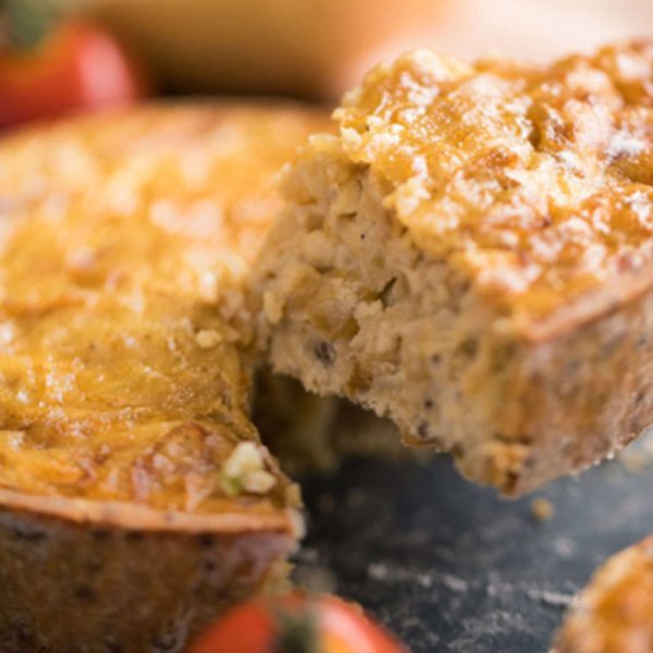 Quiche Integral de Cebola Caramelizada sem Glúten